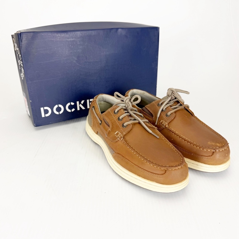 Dockers Beacon Water Stain Resistance Dark Tan Leather Boat Shoes